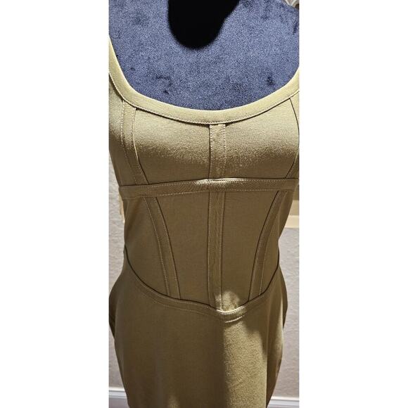 Urban Outfitters Ramona Olive Green Bodycon Mini Dress With Corset Detail -Large - Picture 4 of 9